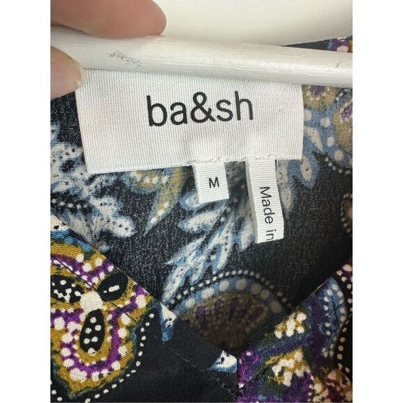 BA&SH Women's M Volver Elbow Sleeve Mini Dress Black Paisley Boho Western Flowy - Picture 7 of 12